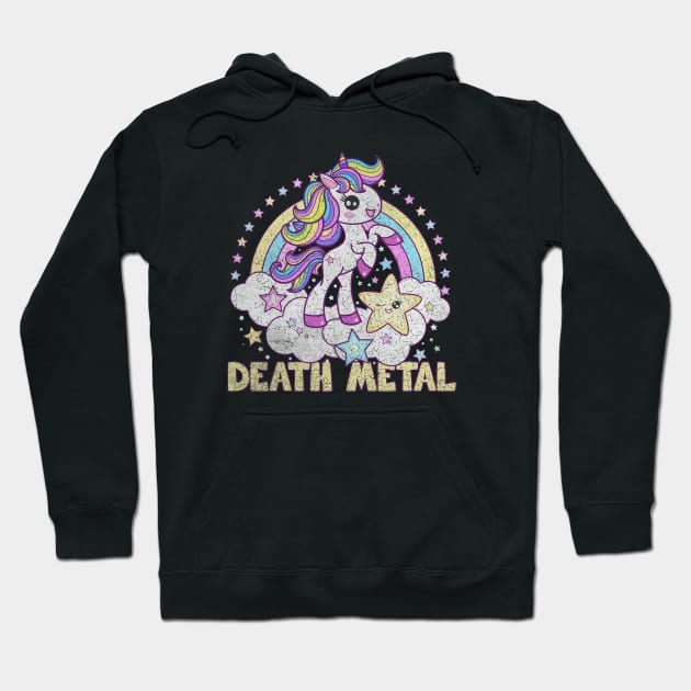 Death Metal - Unicorn Pony - Distressed Hoodie by Barn Shirt USA